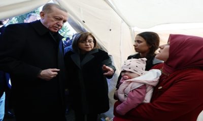 Cumhurbaşkanı Erdoğan, Gaziantep’te deprem bölgesinde incelemelerde bulundu