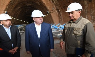 “Rogun” hidroelektrik santralinin KT-9 tüneli içindeki konveyör hattının 3. aşamasının montaj ve montajının ilerleyişinin ziyaret edilmesi
